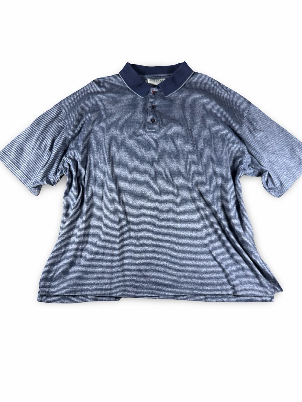 Mens Golf Polo Navy Blue Striped Dad Shirt XXL 2XL